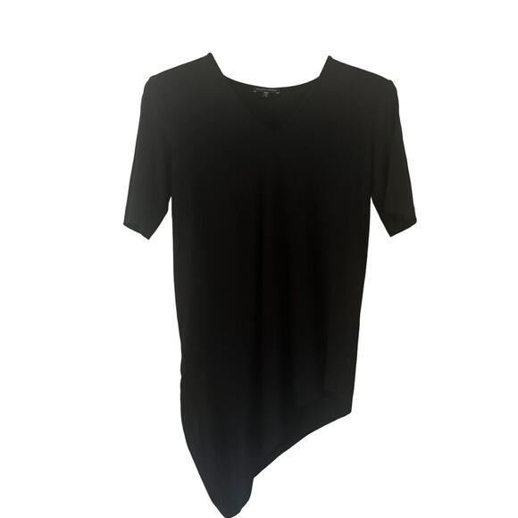 Universal Standard Women's Black V-Neck Diagonal Cut Hem T-Shirt - Sz 3XS (00-0) - Picture 1 of 9